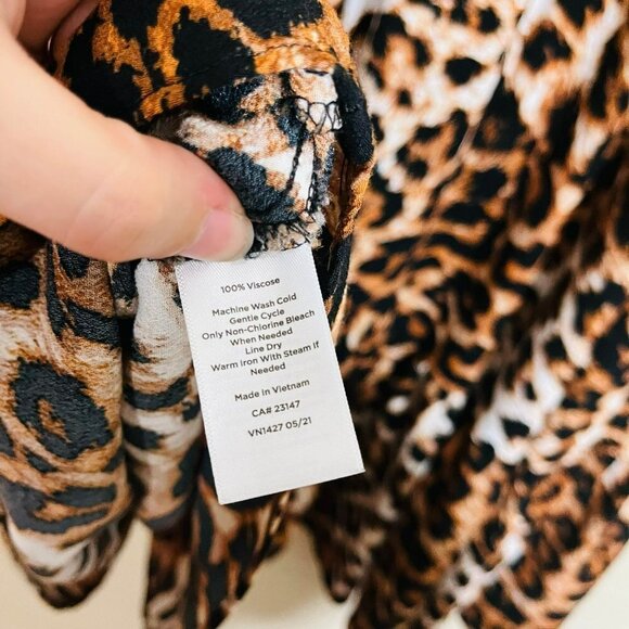 Talbots Button Front Midi Skirt Animal Print Leopard Print SZ L - Picture 6 of 8